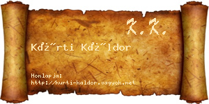 Kürti Káldor névjegykártya